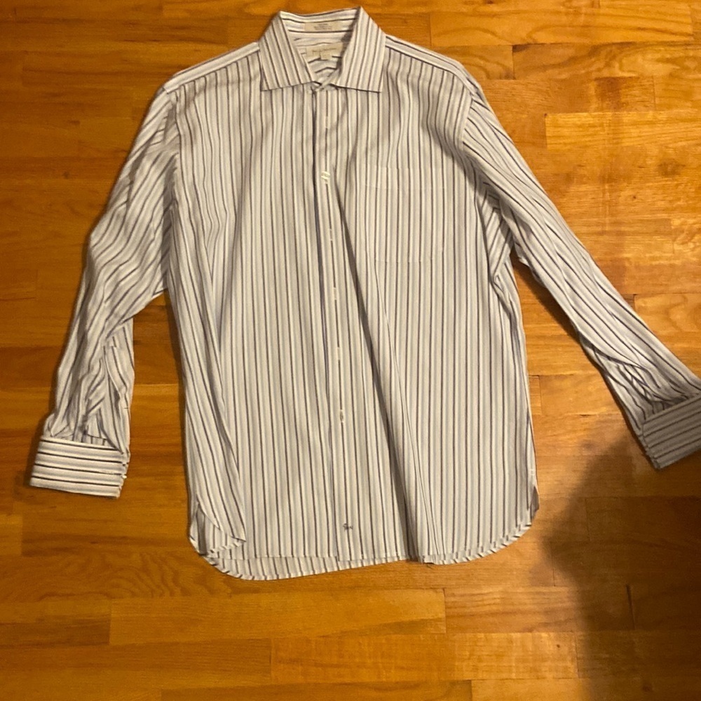 MEN’S John W Nordstrom button down shirt. White with stripes. Size 16.5-33